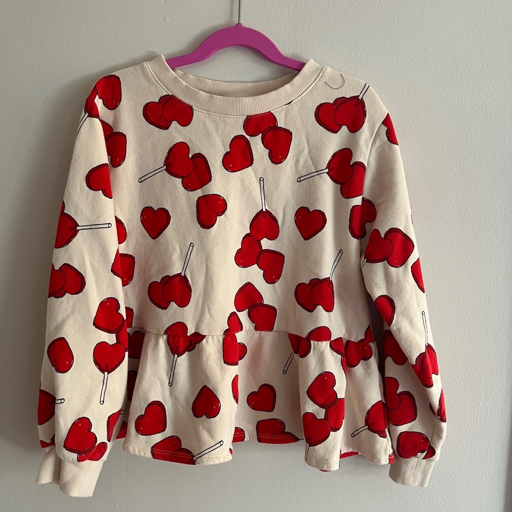 H&M Kids Sweatshirt with Peplum Waist and Heart Pattern